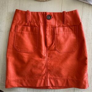 Orange Faux Leather Maeve Mini Skirt size XXS